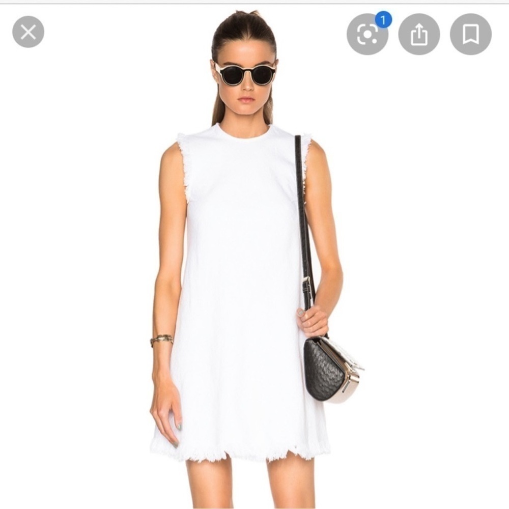 T By Alexander Wang White Frayed Burlap Dress